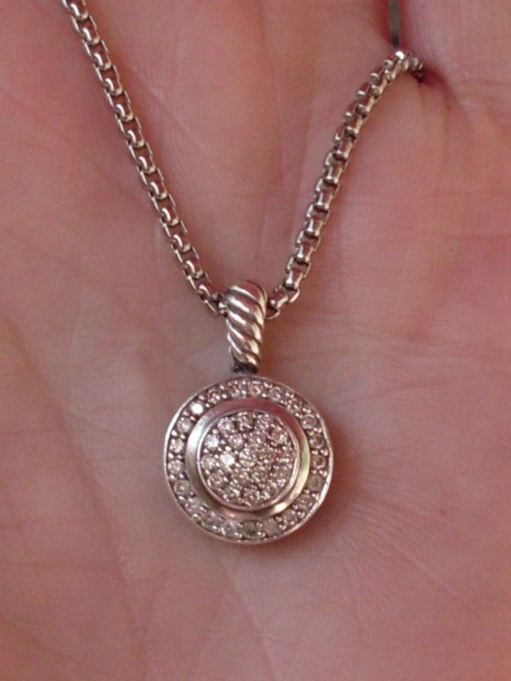 Retired David Yurman Diamond Cerise Pendant w/Chain - 925 - Gift Boxed